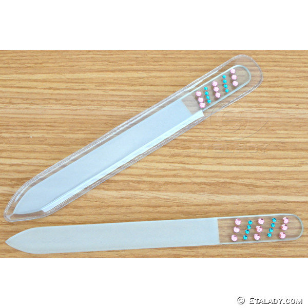 glass nail files with rhinestones