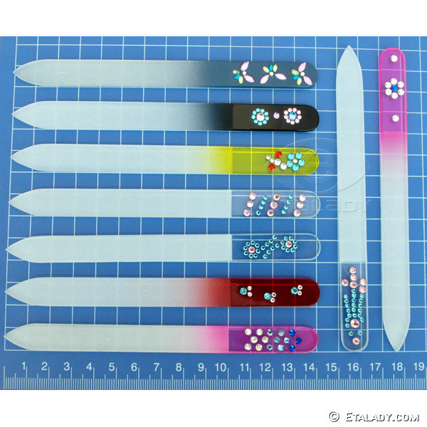 glass nail files with rhinestones