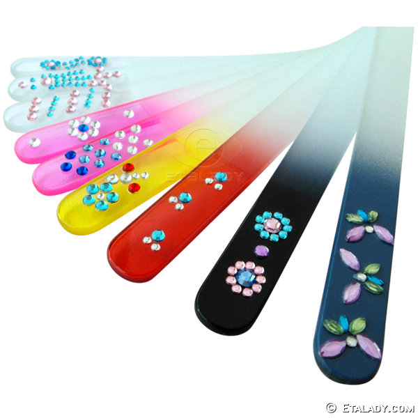 glass nail files with rhinestones