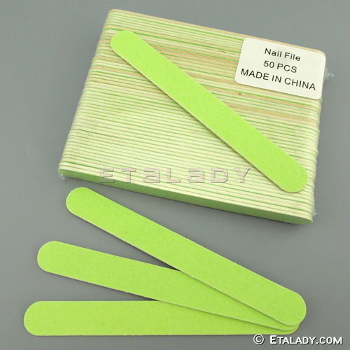 Green color disposable wood nail file